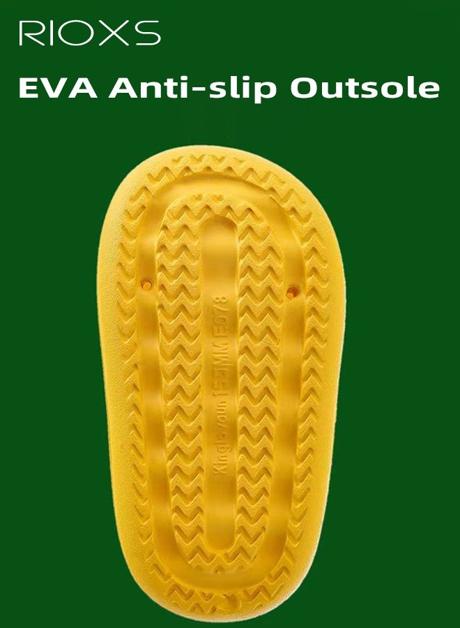 RIOXS Kids Cartoon Slippers, Lightweight EVA Platform Animal Dinosaur Slides Sandals for Toddler Boys and Girls, Non-slip Quick-Dry Slip-on Shower Slippers, Comfortable Thick Sole Open Toe Pillow Slippers, Summer Beach Pool Shoes, Suitable for Travel, Holidays, Beaches, Swimming Pools, etc. Yellow - Image 5